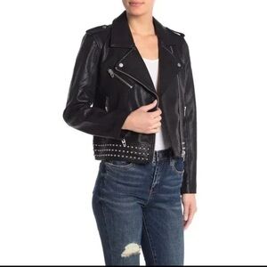 Blank NYC Black Studded Moto Biker Jacket Size XS Vegan Leather